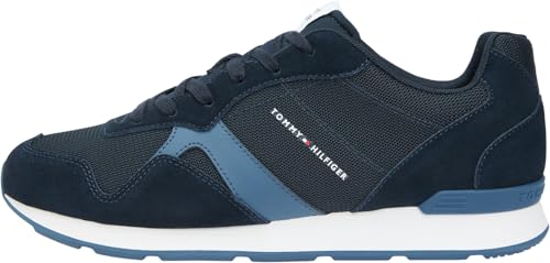 (-50%) Tommy Hilfiger Herren Runner Sneaker Icon Mix aus Wildleder, Blau (Desert Sky), 40
