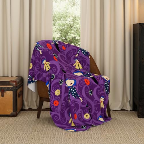 Franco Collectibles Coraline Button Eyes Bedding Super Soft Cozy Plush Throw, 46 in x 60 in, (Officially Licensed Product)