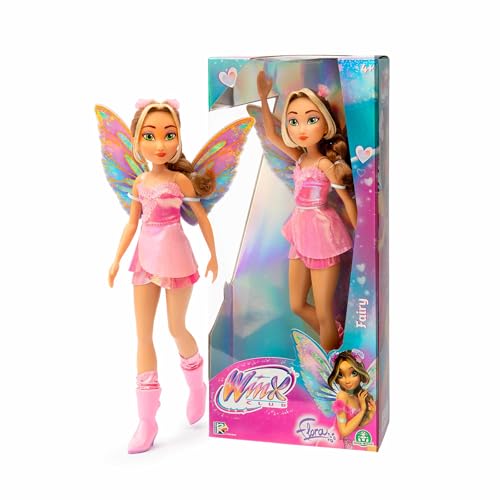Winx Club Fairy Doll – Flora with Glitter Wings & Articulated Joints – Magical Fairy Transformation Outfit – Removable Accessories – Official Winx Toy for Girls – Ages 4+, Pink