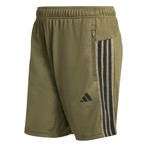 🔥 SELTEN SO GÜNSTIG (-62%) adidas Herren Workout Essentials All-Set 3-Stripes Knit Short Shorts, Olive strata/Black, S 7 inch