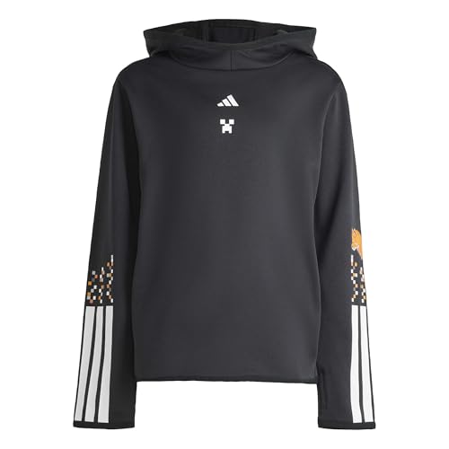 🔥 SELTEN SO GÜNSTIG (-70%) adidas Unisex Kids Minecraft Training 3 Stripes Hoodie, Black/White, 3-4 Years