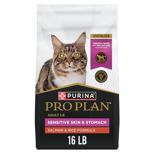 Purina Pro Plan Sensitive Skin and Stomach Cat Food, Salmon and Rice, 16 lb