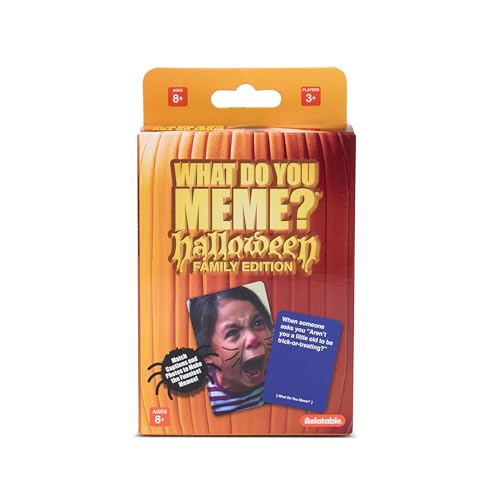 WHAT DO YOU MEME? Halloween Family Edition by Relatable, A Halloween Activity Travel Pack, Party Game, Includes 30 Photo Cards and 120 Caption Cards, for Kids 8-12