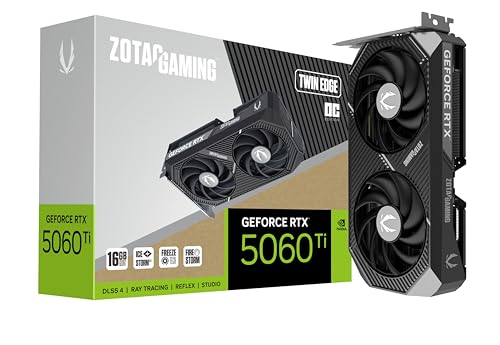 ZOTAC Gaming GeForce RTX 5060 Ti 16GB Twin Edge OC DLSS 4 16GB GDDR7 128-bit 28 Gbps PCIE 5.0 Gaming Graphics Card, IceStorm 2.0 Cooling, SFF-Ready, ZT-B50620H-10M