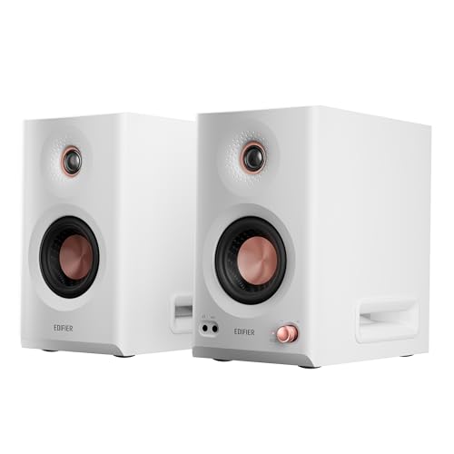 Edifier MR5 2.0 Studio Monitor Bookshelf Speakers, 110W(RMS), Hi-Res Audio, Bluetooth 6.0, 3-Way Active Design, Room Compensation, XLR/TRS/RCA Inputs, Compact Size for Home Studio & Music - White
