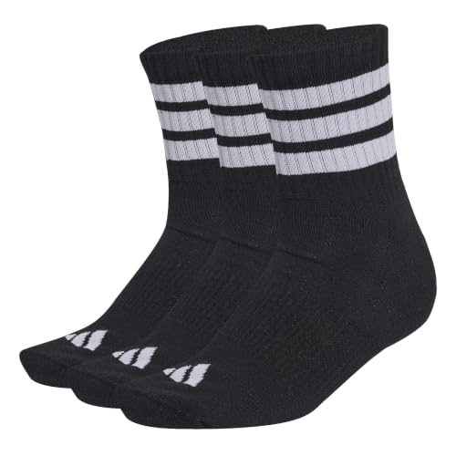🔥 STARKER PREIS (-42%) adidas Unisex 3 Stripes Cushioned Sportswear Mid Cut Socks 3 Pair Pack, black/white/white, 48-51