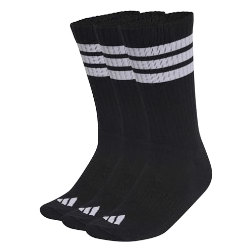 (-33%) adidas Unisex 3Stripes Cushioned Sportswear Crew Socks 3 Pair Pack, black/white/white, 43-45
