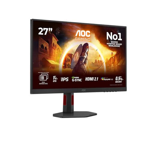 (-35%) AOC U27G4R 27 Zoll USB Hub Gaming Monitor, dual Mode, Fast IPS Panel, 1ms GtG, Adaptive Sync, HDR400, G-Sync Comp., Höhenverstellung,(3840x2160@160Hz; 1920x1080@320Hz HDMI 2X 2.1 DP 1x 1.4) Schwarz