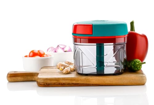 Xmart India Handy Vegetable Chopper, 3 Stainless Steel Blades,Pull Chopper for Onion, Fruits, Dry Fruits, Salad, Nuts, Kitchen Dori Cutter & Food Proc