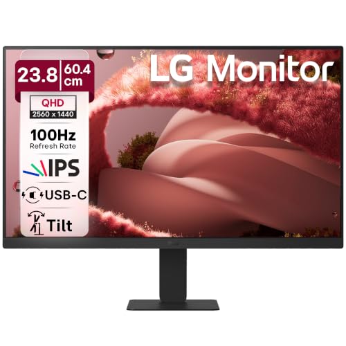 LG 24U631A 60.4 cm (23.8 Inch) QHD (2560x1440) IPS PC Monitor with 100Hz, 5ms (GtG) HDR10, Flicker Safe, Reader Mode, HDMI, USB-C, Anti-Glare, 3-Side 