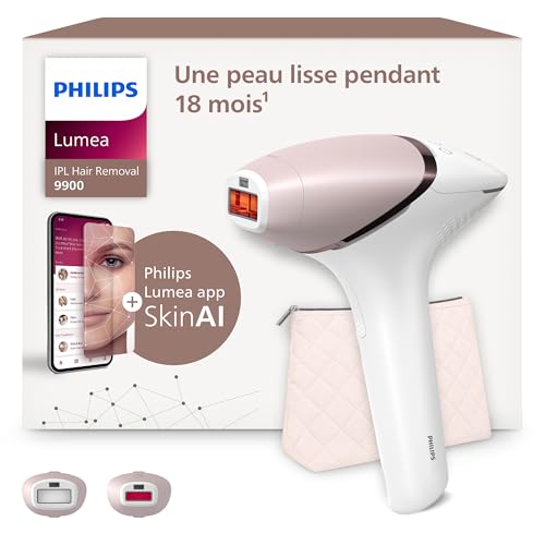 (-37%) Philips Lumea IPL 9900 Series - IPL Geräte Haarentfernung für bis zu 2 Jahre seidig-glatte Haut¹ mit 2 Aufsätzen für Körper & Gesicht, kabellos, Alternative zur Laser-Haarentfernung (BRI950/02)
