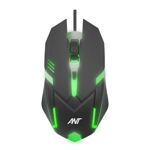 Ant GM46 Wired Optical Gaming Mouse | 2400 DPI Sensor | 4 Durable Buttons | Multicolour Backlight | 1.5M Cable | Lightweight Design | Compatible with 