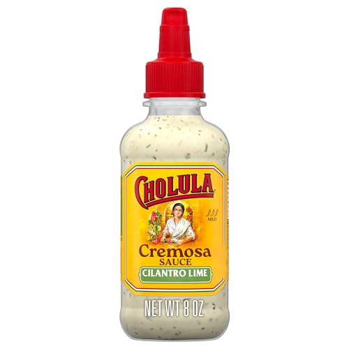 Cholula Cremosa Sauce, Cilantro Lime, Mild Heat, Creamy Squeezable Topping for Tacos, Enchiladas, Soup, Tostadas, Eggs and More, 8 fl oz (Pack of 6)