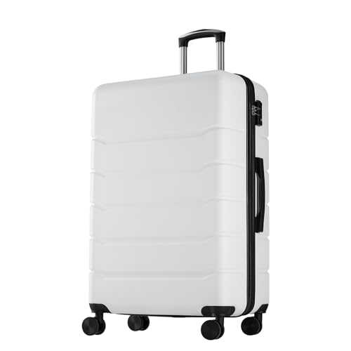 Sweetcrispy Carry on Luggage, Hard Shell ABS Suitcase with Double Spinner Wheels, Lightweight Expandable Rolling Suit Case with TSA Lock, 24 Inch Cream White