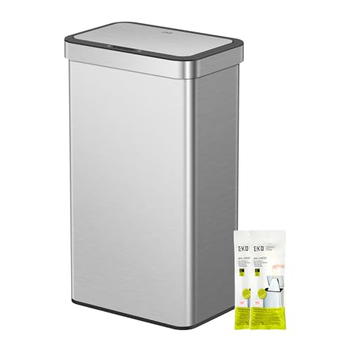 EKO 80L Sensor Mülleimer, großer Abfalleimer mit automatischer Deckelöffnung, Soft-Close-Deckel, fingerabdruckfreier Edelstahl, Beutelhalterung, elekt