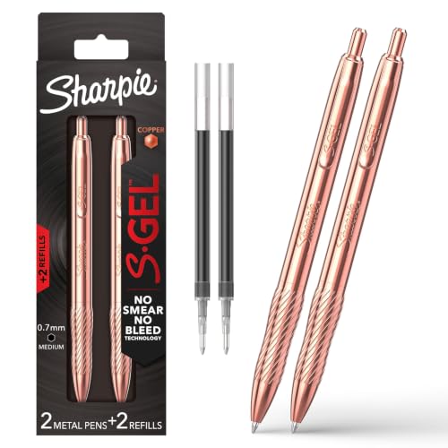 Sharpie S Gel Pens Copper Metal Body Medium Point 07mm Black Gel Ink