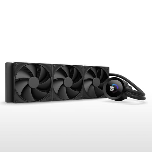NZXT Kraken Plus 360 – AIO CPU Liquid Cooler – 360mm Radiator – 3 x F120P Fans – Customizable 1.54" Square LCD – AMD® AM5, AM4 – Intel® LGA 1851/1700, 1200/115X – Black