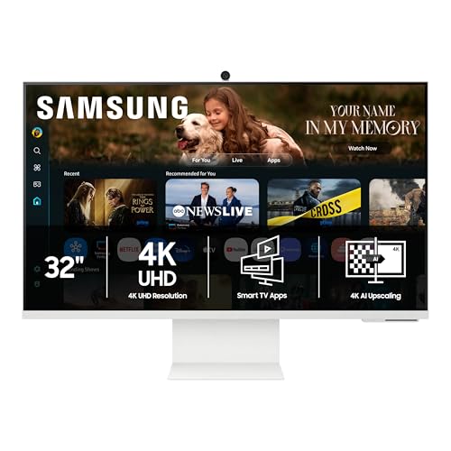 [MONITOR] Samsung 32” 4K 60Hz VA panel Smart Monitor, USB-C 65W power delivery, HDMI and USB-A, Built-in 10W Speakers, White (LS32FM803UNXZA)