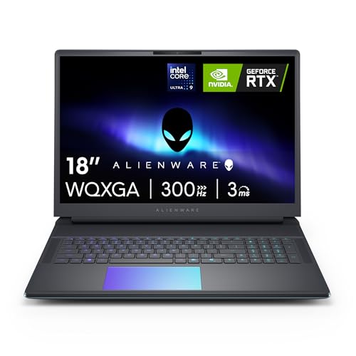 Alienware 18 Area-51 Gaming Laptop AA18250-18.0" WQXGA 300Hz 3ms Display, Intel Core Ultra 9 275HX, NVIDIA GeForce RTX 5080 Graphics, 32GB 2x16GB DDR5, 2TB NVMe M.2 PCIe Gen5 SSD, 2MP FHD IR Camera