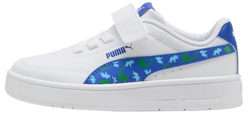 🔥 STARKER PREIS (-58%) PUMA Court Classic Clean Dino AC+ PS Sneaker, weiß-königliche saphirgrüne Frucht, 2 britische Kinder
