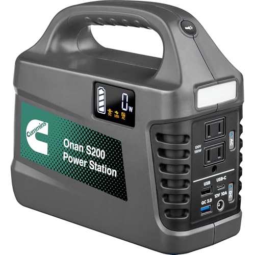 Cummins 194Wh 300 Peak Watt Portable Power Station & Solar Generator, Modified Sine Wave AC Outlet, Backup Lithium Battery for Camping, Home, Travel, Indoor/Outdoor Use (Solar Panel Not Included)