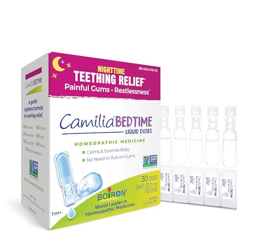 Boiron Camilia Bedtime Liquid Doses for Nighttime Teething Relief, Painful Gums, Restlessness, and Irritability - 30 Count