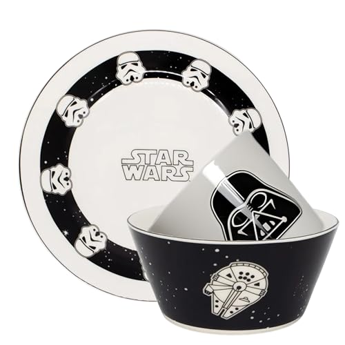 Zonacriativa – Kit Café da Manhã Star Wars | Caneca, Bowl e Prato em Cerâmica Resistente | Para Lanches/Refeições Rápidas e Divertidas - Café da Tarde Personalizado e Especial