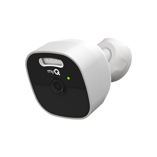 CHAMBERLAIN myQ Outdoor Battery Camera | 2K Camera, Color Night Vision, Spotlight, Motion Alerts, Live View with Two-Way Talk, Wireless, Weather-Resistant, Outdoor, White