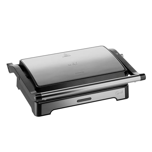 WAP Sanduicheira Grill em Inox WS1000 2 em 1 com Abertura 180° e Coletor de Gordura Removível, Antiaderente 1000W 220V