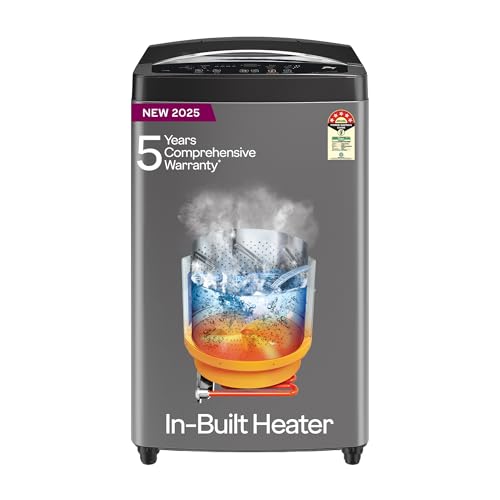 Godrej 7.5 Kg 5 Star, AI Powered, Inbuilt Heater, Fills Tub At ~0 Water Pressure, Fully Automatic Top Load Washing Machine (WTEON ALP 75 5.0 FDAG GPGR