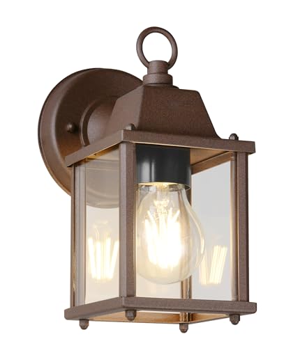 (-13%) Trio Leuchten Außen Wandleuchte Mirande 262260124, Aluminium Druckguss rostfarbig, Glas klar, exkl. 1x E27