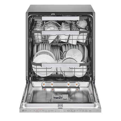 (-22%) LG DB597TXS, Energieklasse A -20%, vollintegrierbarer Geschirrspüler, Spülmaschine mit Besteckschublade, automatische Türöffnung bei Trocknung, Dampfreinigung, besonders leise, Silber