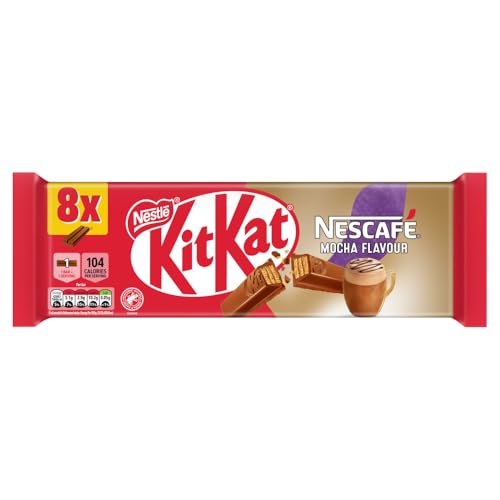 KitKat 2 Finger Nescafé Mocha Chocolate Biscuit Bars – 8 Pack (8 x 20.7 g) | Coffee & Chocolate Wafer Fingers | Perfect for Break Time or After-Dinner Treat
