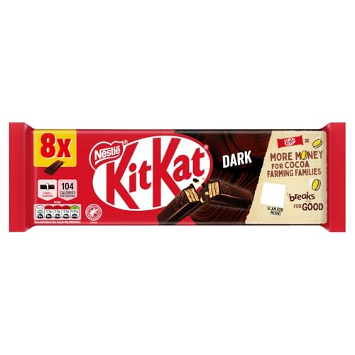 KitKat 2 Finger Dark Chocolate Biscuit Bars – 8 Pack (8 x 20.7 g) | Crisp Wafer Fingers Coated in Rich Dark Chocolate | Enjoy with Tea, Coffee or as a Treat