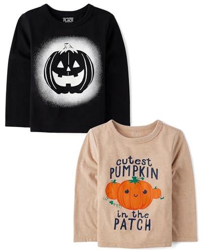 The Children's Place,Baby Boys,and Toddler All Holidays Long Sleeve Graphic T-Shirts,multipacks,Cutest Pumpkin/Jack-o-Lantern 2-Pack,5 Years