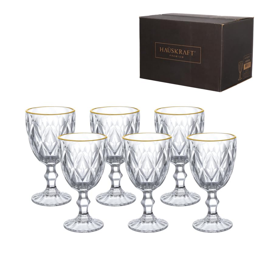 Haüskraft Taça de Vidro Borda Dourada 320ml 6 Peças