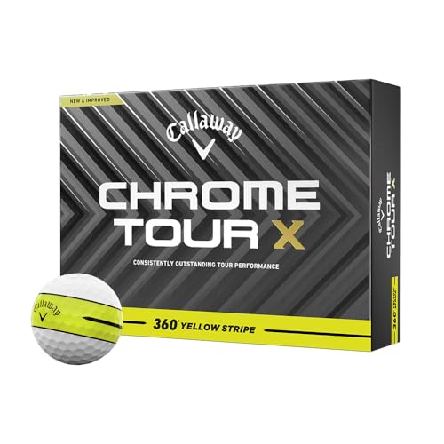 Callaway Golf Chrome Tour X 360 Stripe Golf Ball (Yellow)