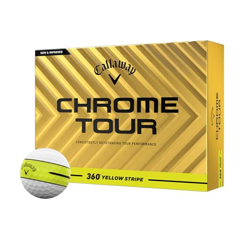 Callaway Golf Chrome Tour 360 Stripe Golf Ball (Yellow)
