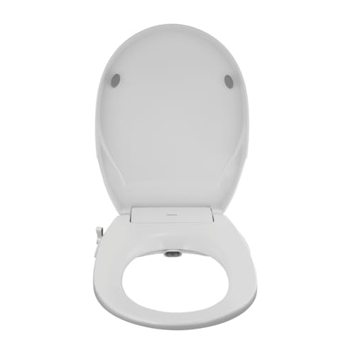 Johnson EcoClean D Shaped Bidet Toilet Seat Cover | 2 Retraceable Wands for Gentle & Strong Cleaning | Soft Close Feature | Retraceable Self Cleaning 