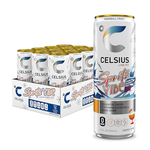 CELSIUS Sparkling Spritz Vibe Limited Edition, Sugar Free Energy Drink, 12 Fl Oz (Pack of 12)