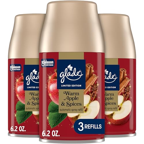 Glade Automatic Spray Refill, Warm Apple & Spices, Scented Air Freshener for Home and Bathroom, 6.2 Oz, 3 Count