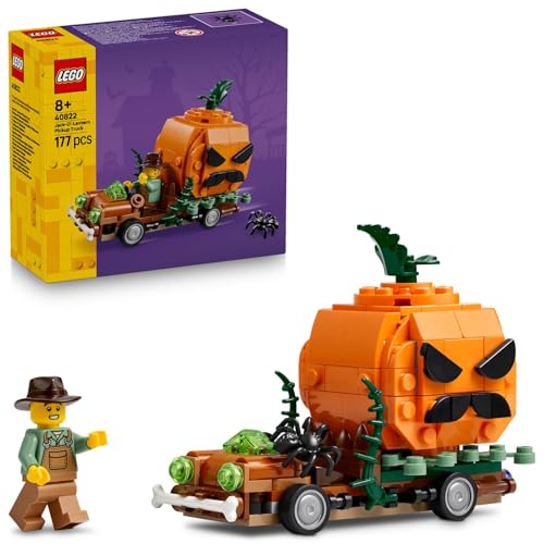 🔥 STARKER PREIS (-40%) LEGO Pickup mit Halloweenkürbis Spielzeugfahrzeug - Halloween Spielzeug zum Basteln mit Kürbis & Einer Farmer Minifigur - Kinderzimmer Deko - Geschenk für Jungen & Mädchen ab 8 Jahre - 40822