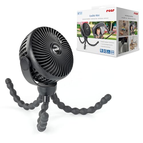 (-37%) reer CoolAir Mini Universal-Ventilator | Flexibler Ventilator für Kinderwagen, Babybett & Zuhause | leiser Betrieb | 3 Geschwindigkeitsstufen | USB-C | Schwarz