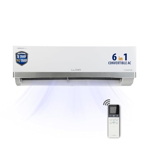 Lloyd 1.5 Ton 3 Star, Inverter Split AC (6 in 1 Convertible, Cools Up To 52°C, Clean Filter Indication, Smart 4 Way Swing, White with Silver Deco Stri