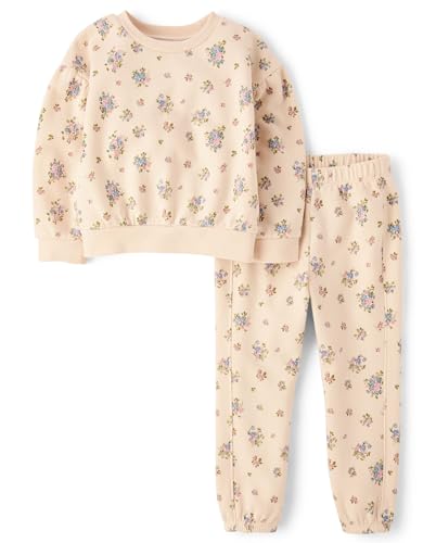 The Children's Place,Baby Girls,and Toddler Long Sleeve Active Shirt and Pant, 2 Piece Outfit,Frappe Floral,3 Years,