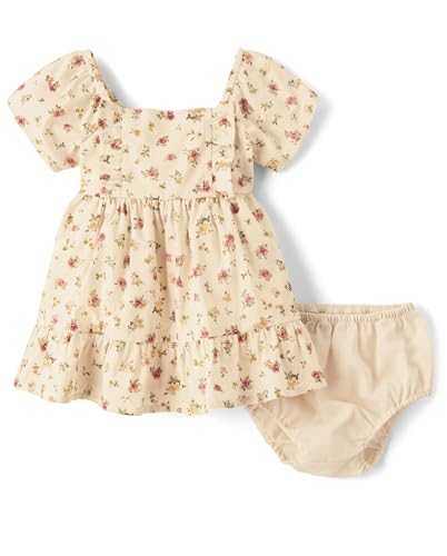 The Children's Place,Baby Girls,and Newborn Short Sleeve Ruffle Dress,Frappe,12 Months,18 Months