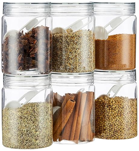 Homeor Plastic Storage Jar & Containers With Spoon, Airtight & BPA Free Containers for Kitchen Storage, Grocery Kitchen Container, Multipurpose Jar, F