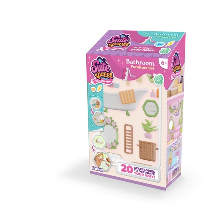 Goliath Suite Spaces - Bathroom Set | Your Room, Your Rules! Contains 20 Bathroom Themed Accessories | Modular Dolls House Rooms with Customizable Furniture & Decor | For Ages 6+