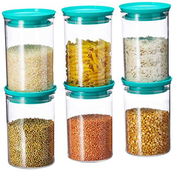 Homeor Plastic Storage Jar and Container Set I Air Tight & BPA Free Stackable Containers for Kitchen Storage Set I Grocery Kitchen Container Set I Mul