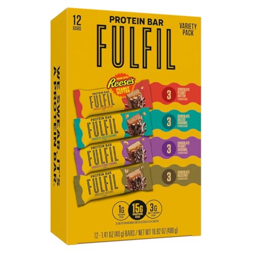 FULFIL Protein Snack Bars, Best Sellers Variety Pack, Gluten Free with 15g Protein, Pantry Staples, 12 Count